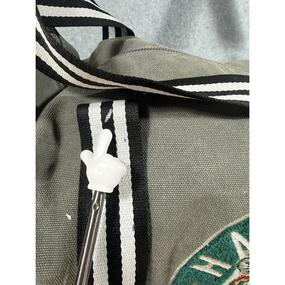 Stranger Things Hawkins High School Duffle Bag TV Show Preowned Flaws Gray Green